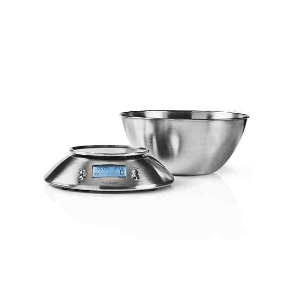 Cântar Metalic Digital de Bucătărie, Capacitate 5kg, Bol Detasabil, Termometru și Temporizator, Oțel Inoxidabil - imagine 2