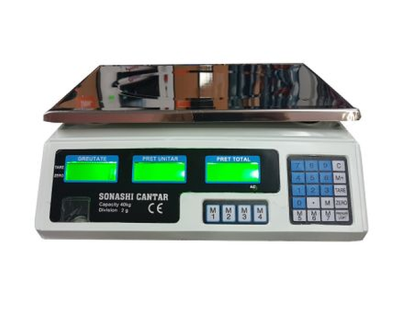 Cântar electronic 40 kg, digital, cu acumulator și afișaj dublu