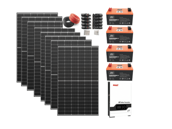 pachet 5kw ,acmulatori stocare 5kw ,9 panouri 540 invertor 5,2 kw hybird pro, 4 acumlatori 100a lithium lifepo4 , mufe mc4 si cabluri 20mx4mm