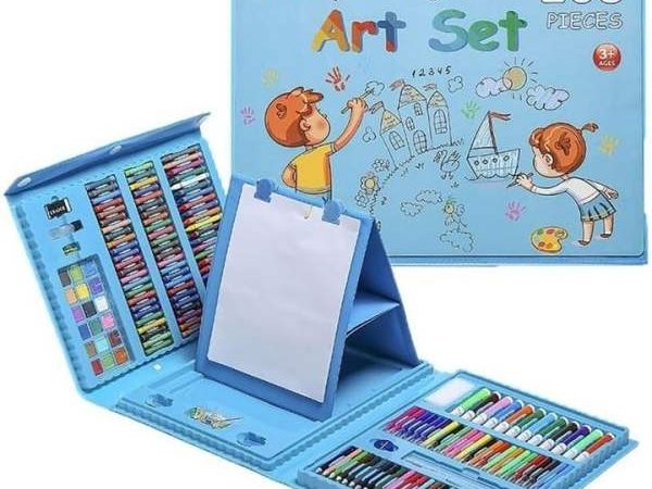 Set Complet pentru Pictură și Desen, 208 Piese albastru si roz