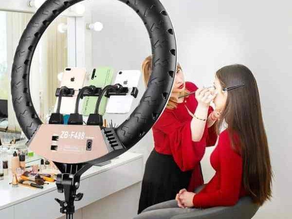 Lampa circulara 56CM Ring Light model Studio, diametru + stativ 210CM, 450 leduri