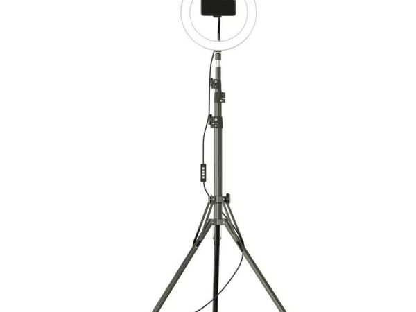 Lampa circulara Ring Light, 120 x LED SMD, 10 trepte lumina, telecomanda pe fir, trepied inclus