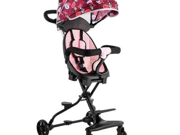 Carucior pliabil, Sport, roz, Cu copertina pentru protectie UV detasabila, Pentru copii intre 6 si 36 luni, Suport picioare, 2 roti pivotante si blocare roti, Centura de siguranta in 3 puncte