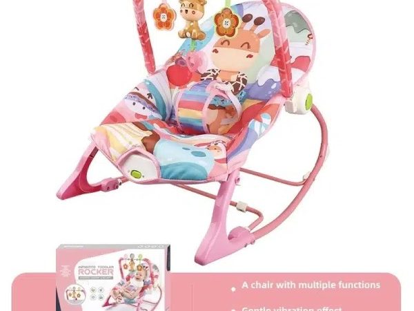 Balansoar, baby rocker, 2 in 1, transformabil in scaunel, cadru metalic, 0-18 kg, Roz
