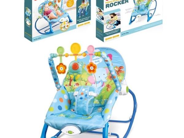 balansoar si scaun 2 in 1 cu muzica si vibratii pentru leganare bebe 0-18kg albastra