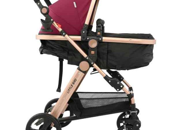 Carucior litle bird , cu suspensii , Red wine (rosu) 2in1 transformabil landou-sport
