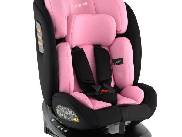 Scaun auto roz little bird 0-20kg rotativ 360 cu isofix cu pozitie de somn