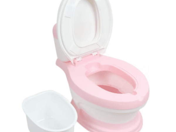 Potty Pink, design realist ergonomic, colac moale PVC, vas colector detasabil, dimensiune 44 x 30 x 36 cm