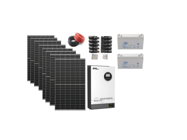 sistem 3kw complet 3000w ,5 panouri 540w invertor 3kw pro hybird ,2 acumlator 120ah 12v ,set 10 mufe mc4 si cabluri 20mx4mm