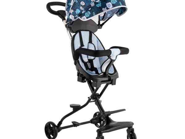 Carucior pliabil, Sport, Albastru, Cu copertina pentru protectie UV detasabila, Pentru copii intre 6 si 36 luni, Suport picioare, 2 roti pivotante si blocare roti, Centura de siguranta in 3 puncte