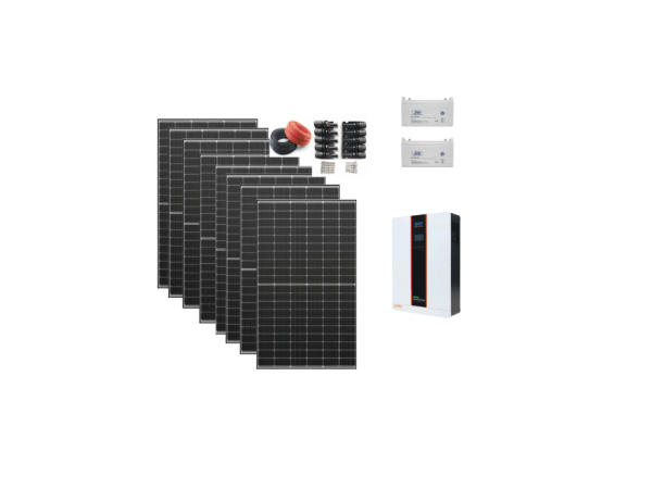 pachet 3kw one invertor : 5 panouri 540w + 2 acmlatori 120ah12v + 1 invertor 3kw 80amppt + 20m/4mm si 10 mufe mc4