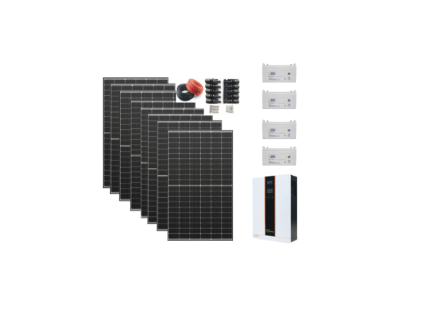 pachet 5kw hybird, 9 panouri 540w + 4 acmulatori 120ah12v + invertor 5kw + cabluri si mufe