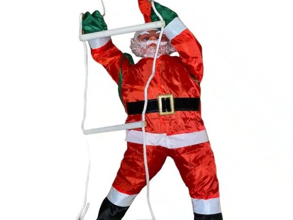 Decoratiune Mos cu led pe scara, Atelier, Alb/Rosu 60cm