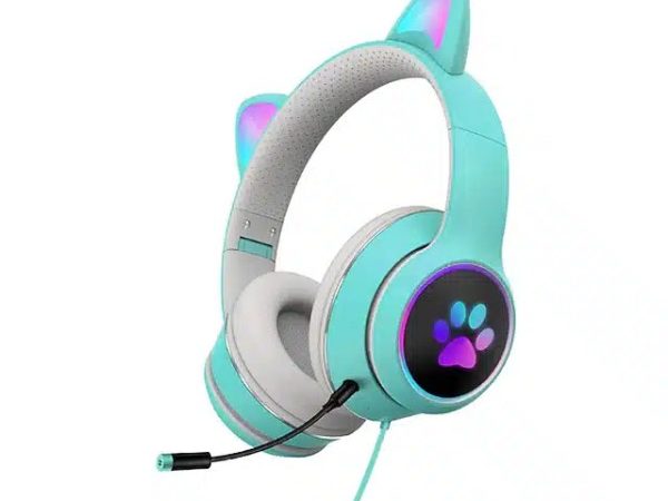 Cască albastra pentru jocuri cu urechi de pisică detașabile albastrau