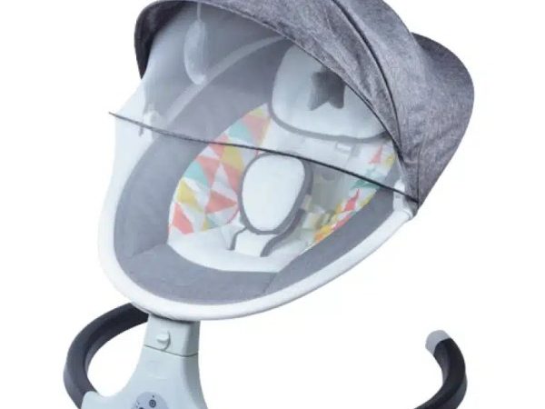 Leagăn Electric Bebeluși, little bird Balansoar pentru bebe cu trepte de legănare, plasă protecție, conexiune Bluetooth, telecomandă,USB, Jucării și Melodii ,gri