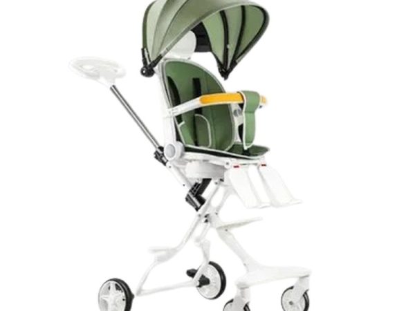 Cărucior 2in1 Compact și Elegant cu Rotație 360° și Parasolar Reglabil