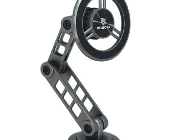 Suport Auto pentru Telefon, Brat Metalic din Aliaj Rezistent, Magnet Puternic, Universal, Montare pe Parbriz sau Bord, Rotire 360 grade