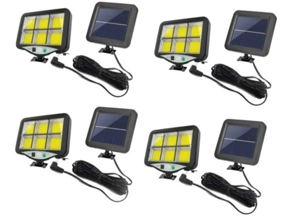 Set 4 x Proiector solar 160 LED 8 COB senzor de lumina si miscare