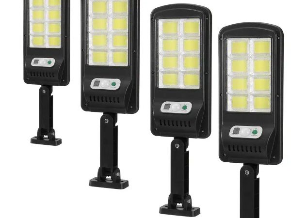 Set x4 Lampa cu Incarcare Solara 150W, 160 LED-uri COB, telecomanda