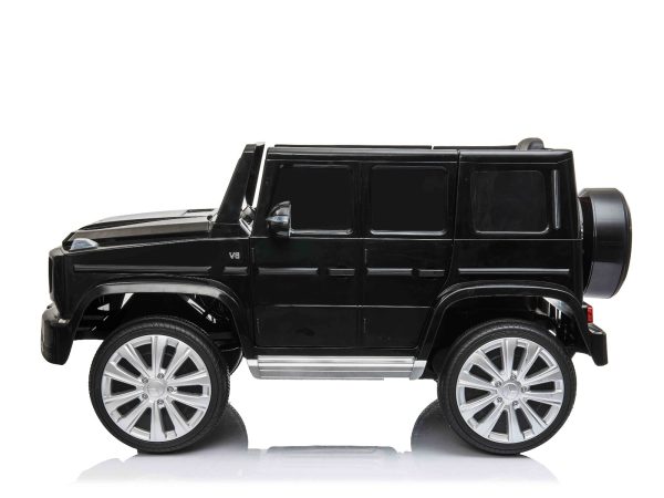 Mașinuță electrică de jucărie Mercedes G500 12V, negru, telecomandă 2.4 GHz, intrare USB/SD, suspensie, baterie litiu, lumini LED, licență ORIGINALĂ