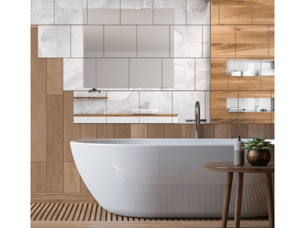 Set 4 bucati oglinda film autoadeziva, fara sticla, efect reflectorizant, 30x30cm