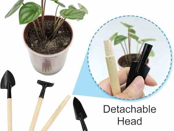 truse de grădinărit din metal Mini set de instrumente pentru plantarea ghivecilor, transplantarea și săparea (maro deschis și negru)