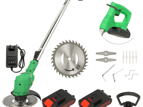 Motocoasă electrică cu acumulator 48V, baston telescopic și 3 tipuri de lame – 18000 RPM, autonomie 2–3 ore