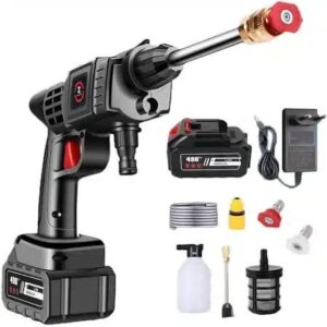 Dispozitiv De Spalat Cu Presiune, cu 2 Acumulatori, Putere 240L/h, 25 bar, Maner Ergonomic, Recipient Spuma, 3 Jeturi Diferite, Geanta De Transport, Negru