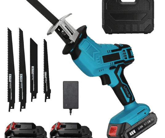 Mini fierastrau tip sabie portabil, 2 acumulator Li-ion 48 V