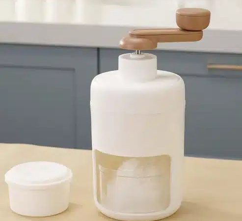 Aparat de maruntit gheata, Mini masina manuala pentru gheata, Smoothie maker, Compact, Multifunctional, Smoothie, Otel, Maro