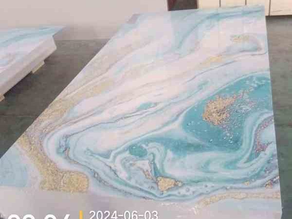 Placa PVC Marmura Alb albastru auriu sw007 240cmx1,22cmx0,3cm effect 3d