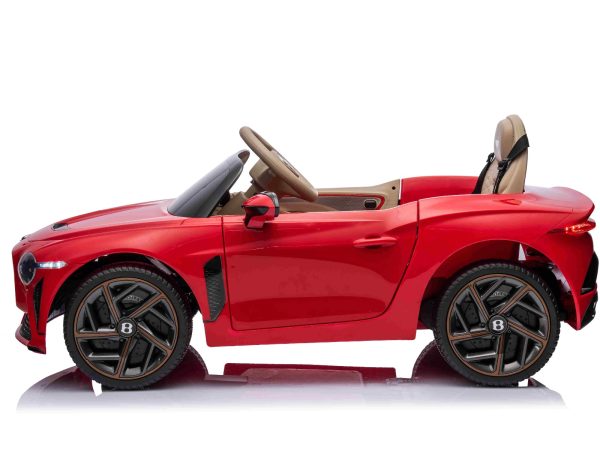 Mașinuță electrică de jucărie Bentley Bacalar 12V, roșu, Uși care se deschid vertical, Telecomandă 2.4 GHz, Lumini LED, Intrare USB/Aux, Suspensie, Baterie litiu, Motor 2 X 25W, Licență ORIGINALĂ