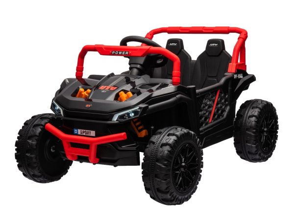 Mașină electrică copii UTV Small 12V, negru, Tracțiune spate, baterie 12V, Roți din plastic, banchetă dublă, Telecomandă 2,4 GHz, Un singur loc, MP3 player cu intrare USB/SD, Lumini LED
