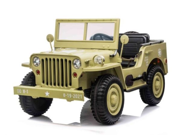 Mașinuță electrică pentru copii SUA ARMY-4X4, cu trei locuri, MP3 Player cu intrare USB / SD, suspensie integrală, lumini LED, parbriz pliabil, baterie portabilă 12V14AH, roți EVA, scaune din piele, telecomandă de 2,4 GHz, 4x4