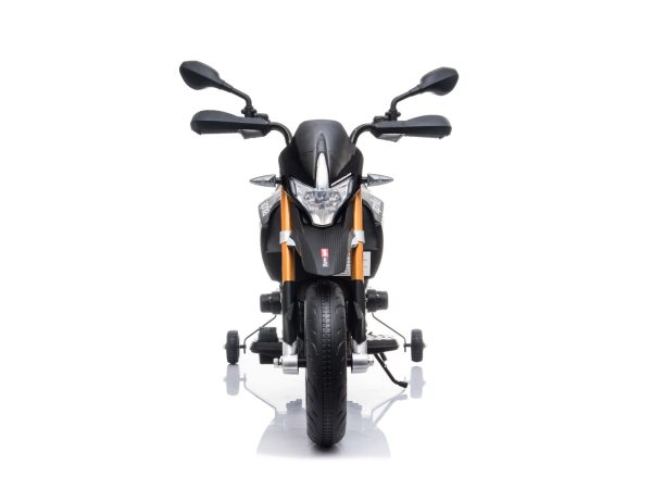 Motocicletă electrică copii APRILIA DORSODURO 900, Licențiată, baterie 12V, roți EVA moi, 2 x 18W Motoare, Suspensie, cadru metalic, furcă metalică, roți auxiliare, roșu