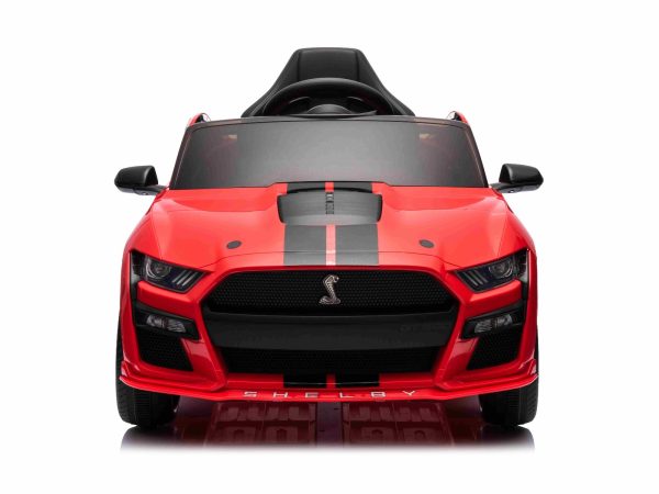 Mașină electrică copii Ford Shelby Mustang GT 500 Cobra, roșu, telecomandă 2,4 GHz, intrare USB, lumini LED, motor 2 x 30 W, licență ORIGINALĂ