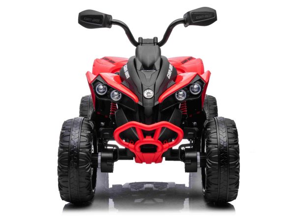 Quad electric Can-am Renegade, roșu, cu un singur loc, suspensii față și spate, lumini LED, Baterie litiu, 2 motoare de 35 W, roți moi EVA, player MP3 cu intrare USB/AUX, licențiat