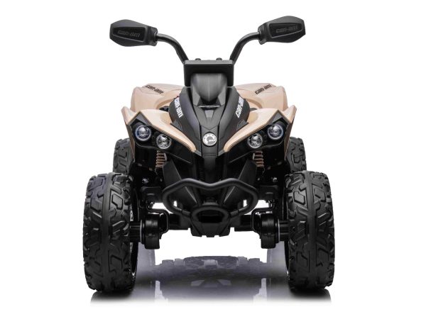 Quad electric Can-am Renegade, kaki, cu un singur loc, suspensii față și spate, lumini LED, baterie de 12 V, 2 motoare de 35 W, roți moi EVA, player MP3 cu intrare USB/AUX, licențiat