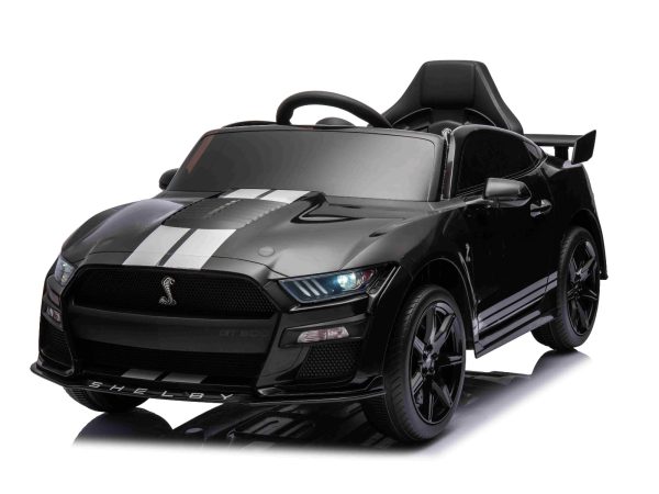 Mașină electrică copii Ford Shelby Mustang GT 500 Cobra, negru, telecomandă 2,4 GHz, intrare USB, lumini LED, motor 2 x 30 W, licență ORIGINALĂ