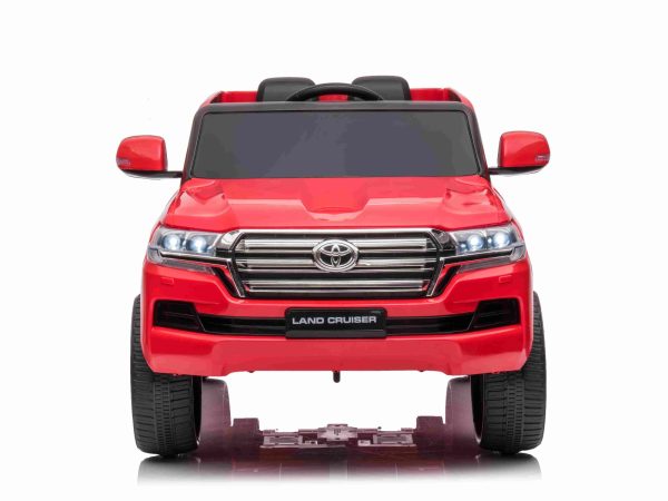 Mașină electrică de jucărie Toyota Landcruiser 12V, roșu, scaun din piele, telecomandă 2,4 GHz, intrare USB / AUX, suspensie, baterie 12 V, roți moi EVA, MOTOR 2 X 35 W, licență ORIGINALĂ