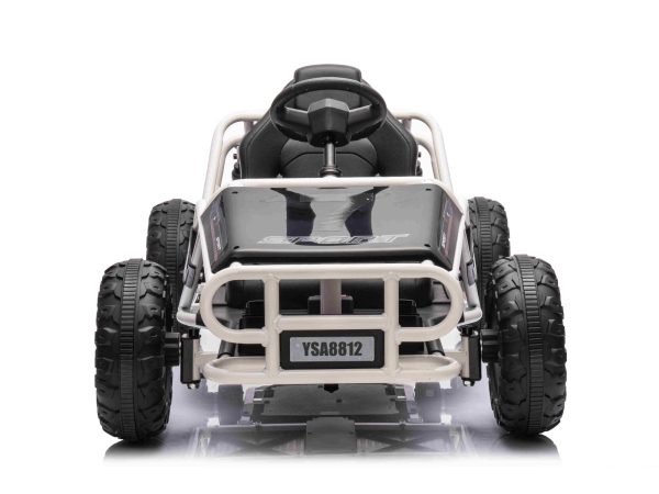 Kart electric SPORT-KART 24V, negru, roți EVA, scaun din piele, 2 x 50W Motor, baterie 24V, construcție metalică masivă