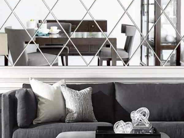 DiamondWall, stickere oglinda in forma de diamant, oglindesc si lumineaza orice camera, dimensiune 100cm X 100cm, set 58 bucati