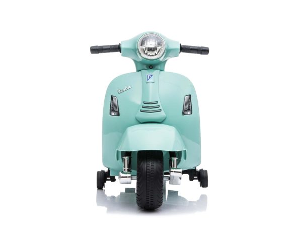 Motocicletă electrică Vespa GTS, turcoaz, cu roți ajutătoare, Model cu licență, Baterie cu litiu, Scaun piele, motor 30W