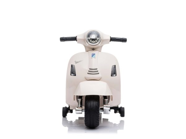 Motocicletă electrică Vespa GTS, albă, cu roți ajutătoare, Model cu licență, Baterie cu litiu, Scaun piele, motor 30W