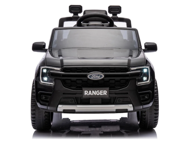 Mașină electrică de jucărie FORD Ranger 12V, negru, Scaun piele, Telecomandă 2,4 GHz, Intrare Bluetooth/USB, Suspensii, Baterie 12V, Roți din plastic, MOTOR 2 X 30W, Licență ORIGINALĂ