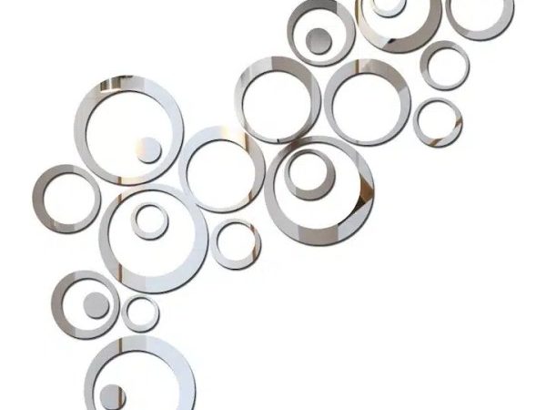Set 24 stickere decorative oglinda, , Acril, 2.5-14 cm, Argintiu