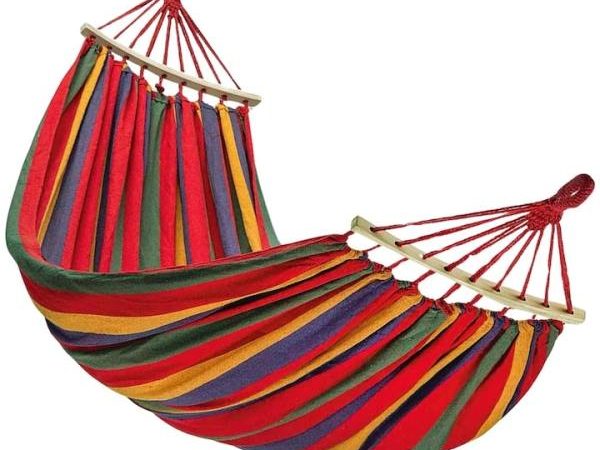 Hamac De Gardina 200×80 cm cu bara din lemn, bumbac, multicolor Share Compara