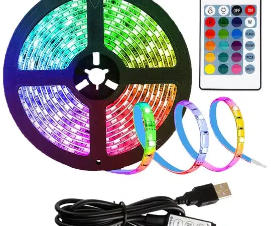 Kit Banda Led RGB 5050 cu USB - Lungime 5M, 155 LED-uri,Telecomanda, pentru TV, PC, Auto, IP65,