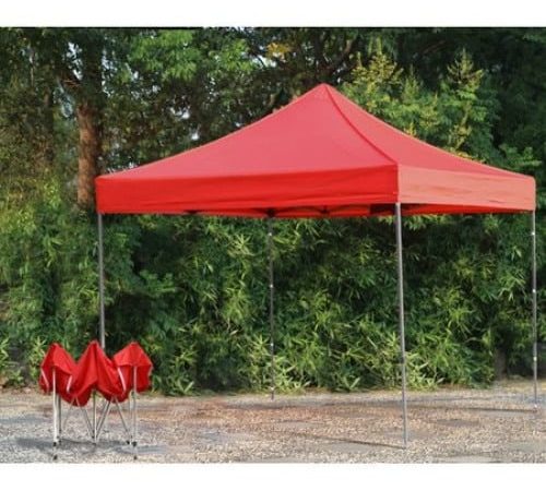 Cort Pavilion 3x3m rosu Pliabil Cadru Metal pentru Curte, Gradina, Evenimente
