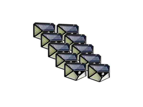 Set 10 x Lampa 100 LED cu panou solar, senzor de miscare
